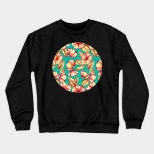 Rust & Teal Floral Pattern Crewneck Sweatshirt